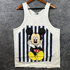 Vintage Disney Mickey Mouse Tank Top Adult Large White Mickey Unlimited