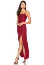 STONE COLD FOX sz M Burgundy Red Silk Slit Front Maxi Dress