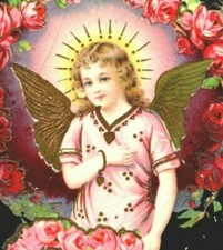 Post Card c1900's Beautiful Girl With Angle Wings Holding Heart Of Roses  PA A5