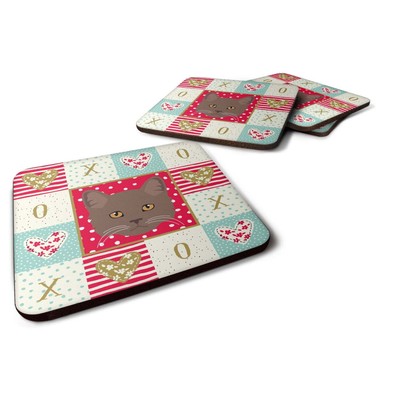 York Chocolate Cat Love Foam Coaster Set of 4 Red