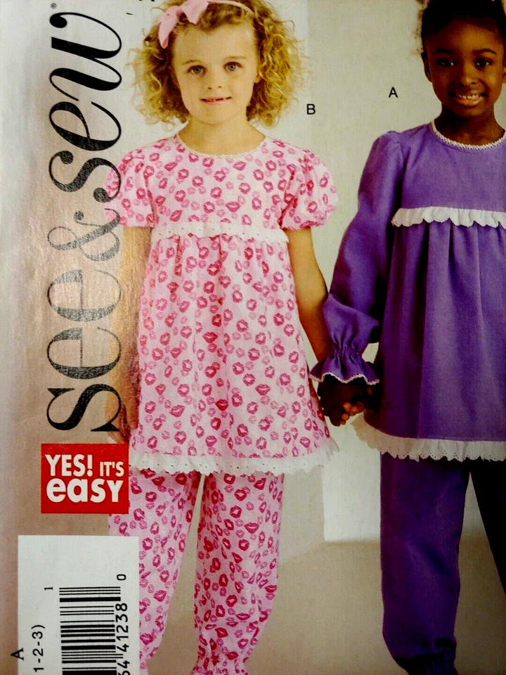 McCall's See & Sew 4893 Toddler Pajamas Top & Pants sewing pattern sizes 1-2-3 - Image 2 of 4