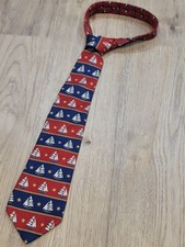 Vintagr Tommy Hilfiger Mens Tie Silk Nautical Sailboats Red & Navy Made in USA