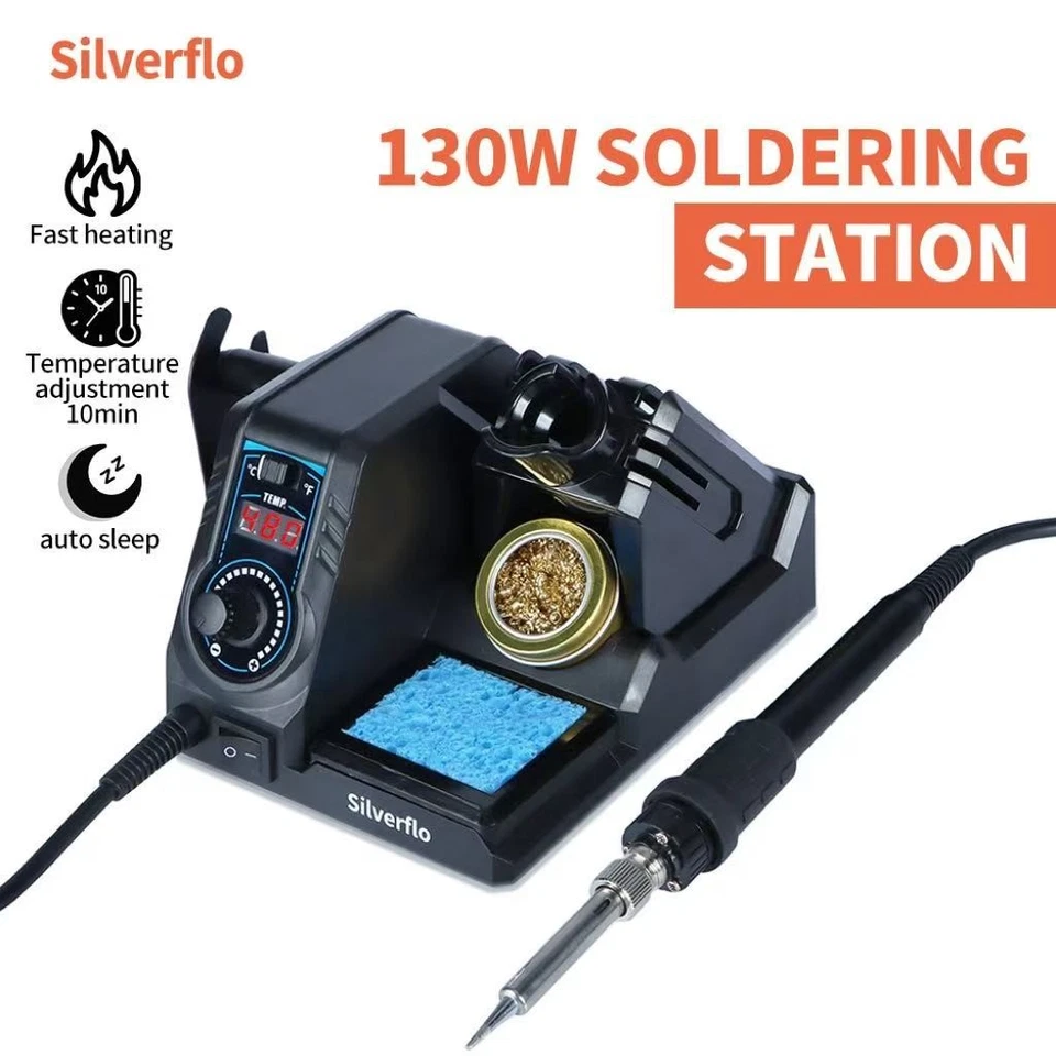 SILVERFLO Soldering Station Variable Temperature Adjustable Solder Iron kit 130W