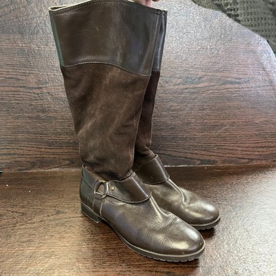 Lauren Ralph Lauren Women's Sulita Riding Boots Size 9B Brown Leather Suede Tall