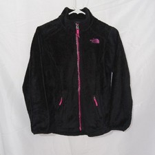 The North Face Girls Fleece Jacket L 14/16 Black Pink Full Zip Cozy Soft Youth