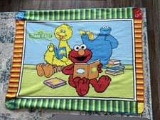 Vintage Sesame Street Kids Blanket Elmo Big Bird Cookie Monster 57x45 inch