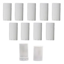 10Pcs 15ml White Empty Plastic Oval Deodorant Containers Lip Balm Tubes 