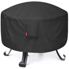 SheeChung Round Gas Fire Pit Cover-Fits 27”-30“ Solo 30” DIA X 12”H, Black 