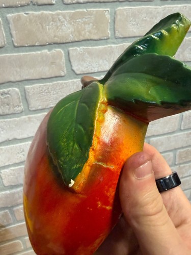 Vintage Large Chalkware Wall Pocket APPLE Shaped STRING HOLDER WALL ...