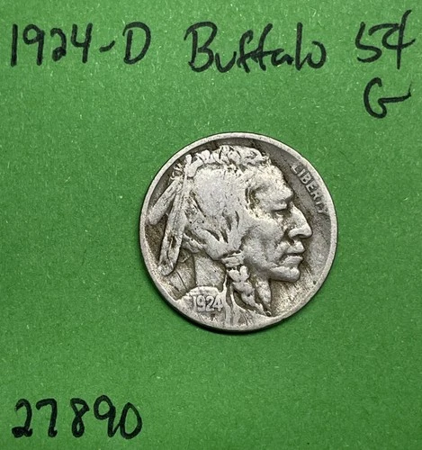 1924-D Buffalo 🦬 Indian Head Nickel 5c Good