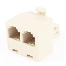 RJ11 6P4C Single Male to 2 Female m/f ADSL Splitter Connector Beige