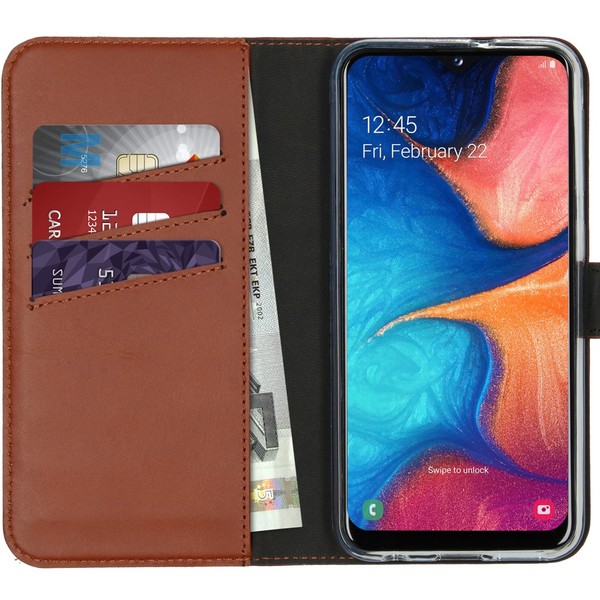 Selencia Echtleder KlapphüLle Samsung Galaxy A20E - Hellbraun-image