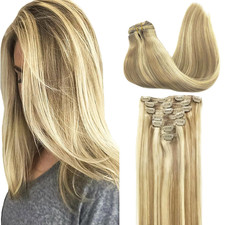 Clip in Hair Extensions Real Human Hair, Remy Human Hair Extensions Clip Ins for