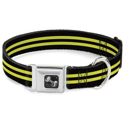 Dog Collar Bone Stripe Black/Yellow Small 9.5-13'' (US IMPORT)