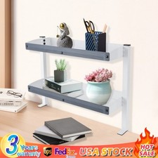 Clip-on Desk Shelf Laptop Organizer w/Adjustable Storage Tray Bedside Office NEW