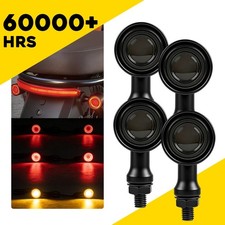 Fit Harley Chopper Cruiser Motorcycle Bullet 4pcs LED Turn Signal Amber Red Lamp