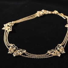 Vtg GoldTone Chain Link 2    Butterfly Belt AB Crystals Black Onyx Fits 32   waist