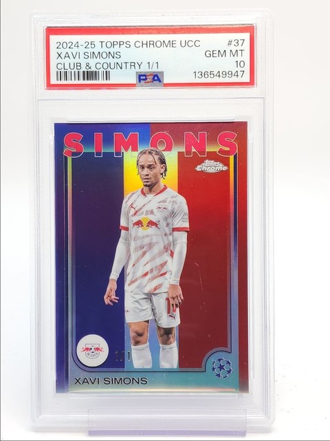 Xavi Simons 2024 Topps Chrome UEFA Club & Country #37 1/1 PSA 10 Q0902