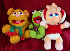 Miss Piggy Kermit Fozzie VTG 1987 Henson Plush Muppet Babies