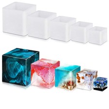 6 Pcs Square Resin Molds Cube Casting Silicone Molds for Flower Candle Soap