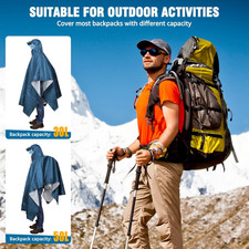Anyoo Waterproof Rain Poncho Lightweight Reusable Hiking Coat Sea Blue