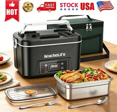 Cordless Electric Lunch Box with Scheduled Heating,1.2L Portable Food Warmer ，r