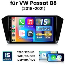 4+64GB Android 15 Autoradio Carplay Für VW Passat B8 2018-2021 GPS Navi FM WIFI