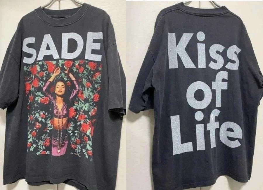 Vtg style Sade Kiss Of Life short sleeve black color 2 side Unisex Shirt Reprint