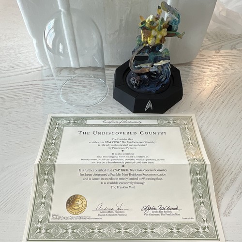Franklin Mint Star Trek Undiscovered Country VTG Sculpture w/ COA & Dome