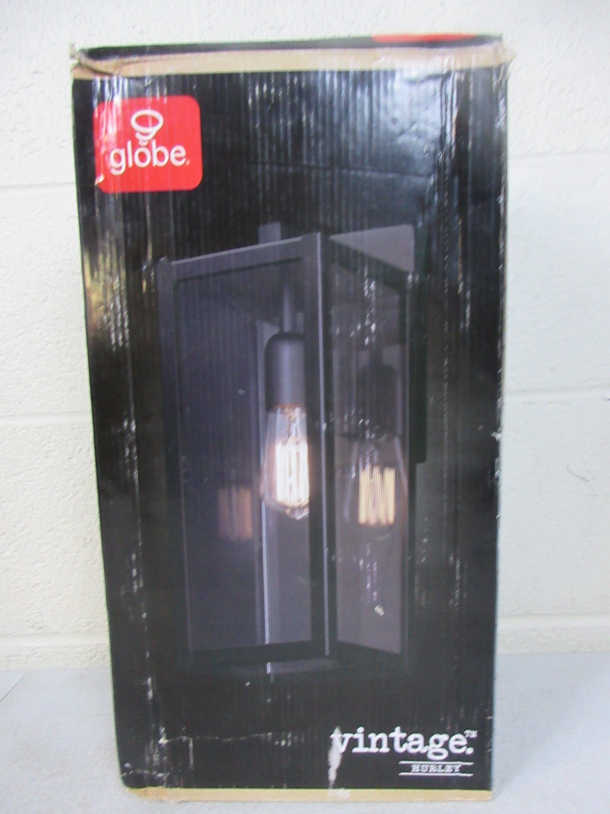 Globe Hurley 16 in. 1-Light Modern Black Hardwired Outdoor Wall Light - 44833