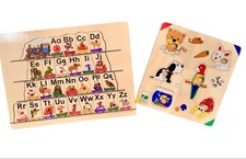 Vintage Wooden Puzzles The learning Journey Pets. Alphabet Puzzle with pictures
