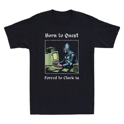Born To Quest Forced To Clock In Funny Fantasy Vintage Men's T-Shirt