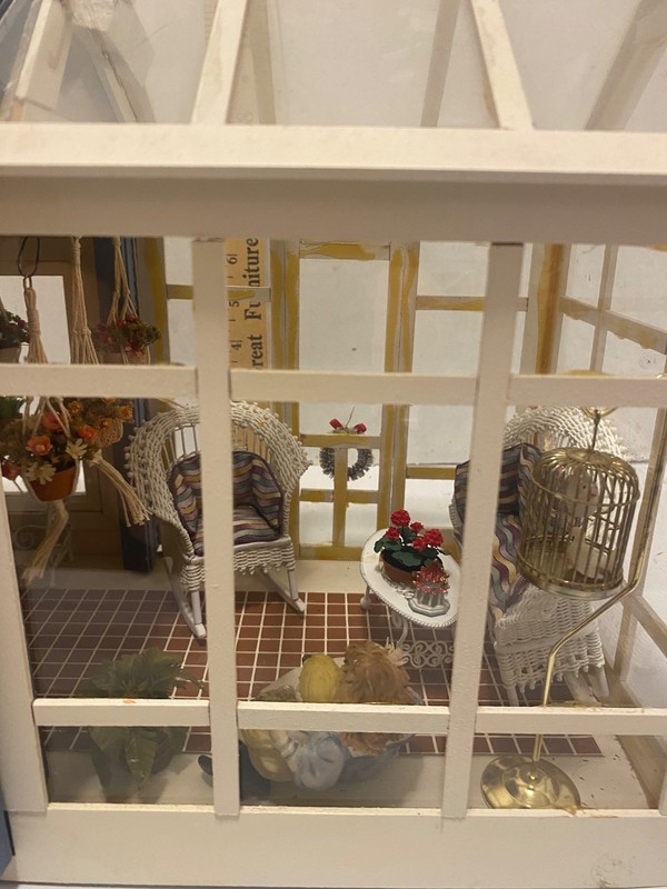 1:12 miniature dollhouse sunroom and accessories