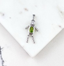 925 Sterling Silver Peridot August Boy Birthstone Charm Pendant