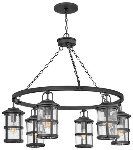 Hinkley Lakehouse 42" Wide Black 6-Lantern Outdoor Ring Chandelier - Picture 2 of 3