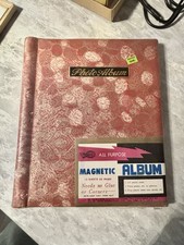 Vintage Magnetic Photo Album 10 Sheets 20 Pages Red Floral NOS Spiral Bound