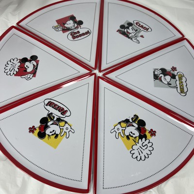 PIZZA PLATES 6 Disney w Mickey & Minnie SPEAK ITALIAN ''GRAZIE-SI-CHE BUONO-CIAO''