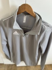 ADIDAS White Logo Polyester 1/4 Zip Training Top climalite Size XS 13-14Years