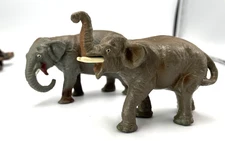 Vintage Hausser Elastolin Composite Elephant Lot of 2 Small  4" Long 1930's "X"