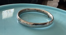 12g Vintage Etched Sterling Silver Hinged Bangle Bracelet 7"