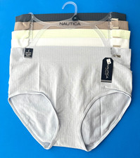 5 pairs 2X Nautica NT6490 Nylon Fit Brief Underwear Panties Stretch Ribbed