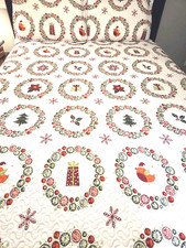 Christmas Holiday Bedding Set Quilted Holiday Coverlet Full Size With Shams