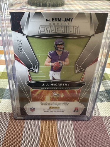 2024 Obsidian Football Jj McCarthy Rookie Eruption Blue 25/25 - Picture 2 of 2
