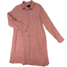 Tahari 100% Linen Dress Womens S Coral Lagenlook Coastal Grandmother Resort Boho