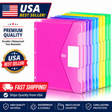10 Pack Heavy Duty Binder Pockets Plastic Folders Colorful Document Sleeves