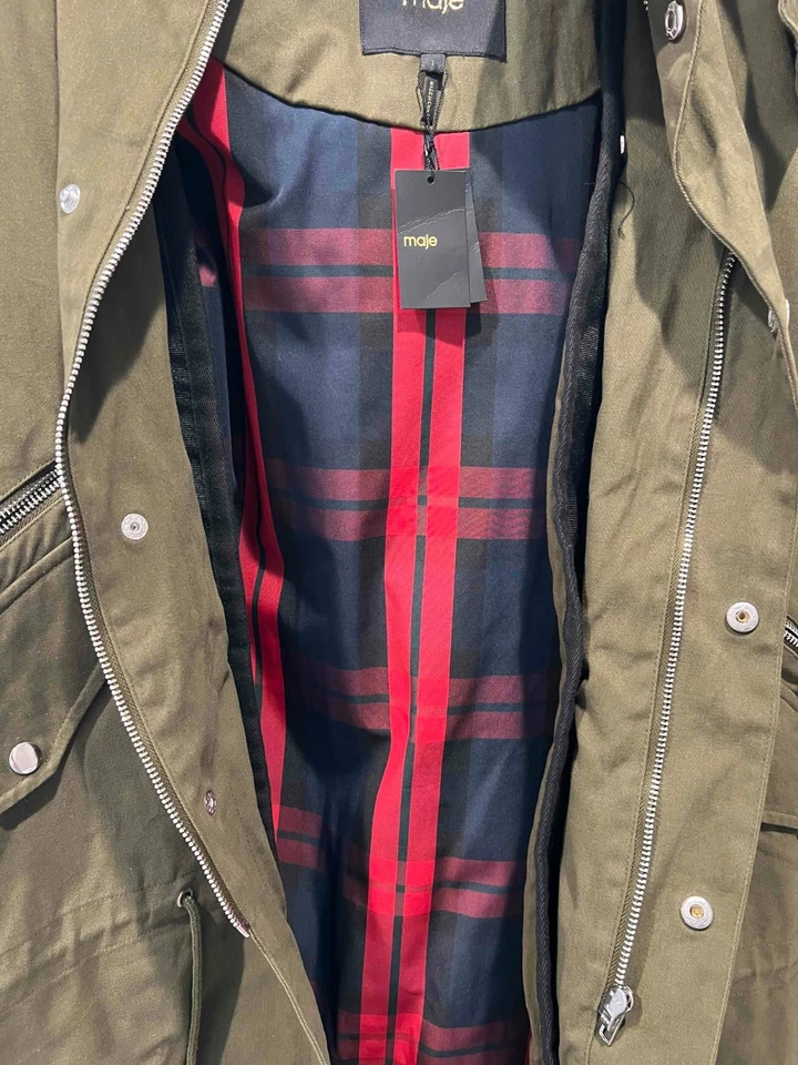 NWT Maje KAKI Layered Parka with Hood - Image 4 of 4