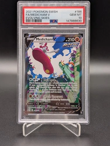 Pokemon 2021 SWSH Evolving Skies Medicham v #186/203 PSA 10