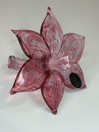 Genuine Italian Flower Blown Glass Murano Pink Color Tones Italy K - Picture 6 of 10
