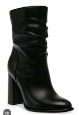 NEW Steve Madden Vector Leather Black Boots Women 9 Slouchy Mid calf MSRP 175
