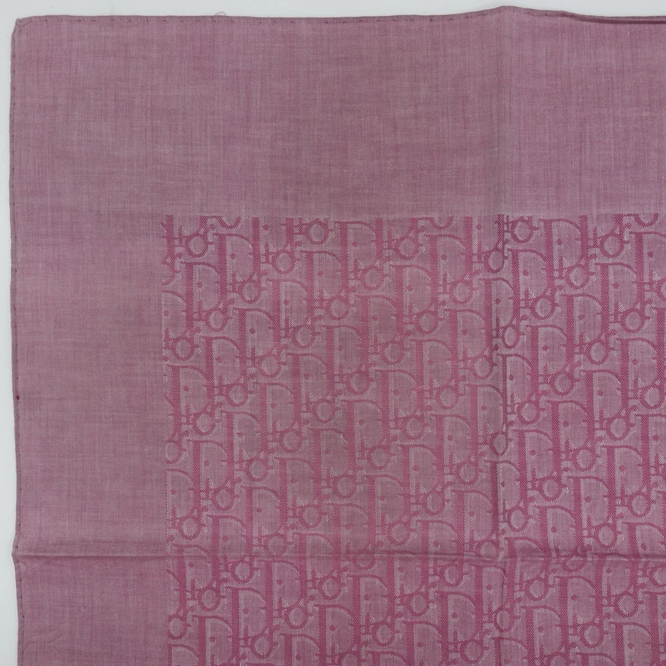 HK147-Pañuelo Christian Dior 17”x18” Rosa Oblicuo Monograma Logo Bufanda Defecto Foto 2 de 4
